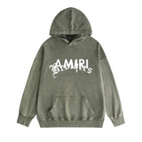 Amiri washed hoodie letter cross washed distressed printing