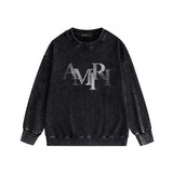 Amiri washed sweatshirt gray gradual change letter print washed old