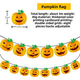 Halloween flag hanging ornaments Halloween Pumpkin Paper Banner – Triangle Flag Party Decoration