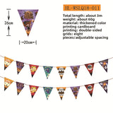 Halloween flag hanging ornaments Halloween Pumpkin Paper Banner – Triangle Flag Party Decoration