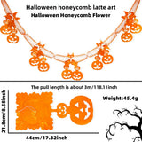 Halloween flag hanging ornaments Halloween Honeycomb Banner – Spider, Bat & Hollow Ghost Pumpkin Decorations