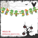 Halloween flag hanging ornaments Halloween Letter Banner – Cartoon Paper Flags with Ghost, Zombie & Rudolph Decorations