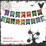 Halloween flag hanging ornaments Halloween Letter Banner – Cartoon Paper Flags with Ghost, Zombie & Rudolph Decorations