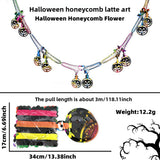 Halloween flag hanging ornaments Halloween Colorful Hanging Garland – Ghosts, Pumpkins & Honeycomb Flags
