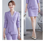 Women Pants Suit Uniform Designs Formal Style Office Lady Bussiness Attire Slim Fit Long Sleeve Suit Fashion Two-Piece Set