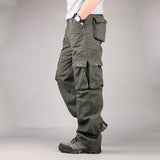 Baggy Cargo Pants for Men Thick Ribbon Style Trousers Casual Pants All Cotton Loose Overalls Men's Pants plus Size Retro Sports