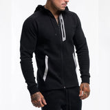 Gyms Fitness Men Sports Hoodie Bodybuilding Workout Jogging Men's Athletic Sweatshirts Autumn and Winter Body Sports Casual Strip Hooded Running Top Oversized Loose Coat