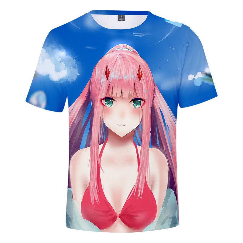 Anime Tshirts Aesthetic Men's Shirt Summer Anime Print Zerotwo 3D Short Sleeve T-shirt plus Size Loose Top