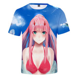 Anime Tshirts Aesthetic Men's Shirt Summer Anime Print Zerotwo 3D Short Sleeve T-shirt plus Size Loose Top