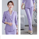 Women Pants Suit Uniform Designs Formal Style Office Lady Bussiness Attire Slim Fit Autumn and Winter Leisure Professional Tailored Suit Coat