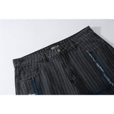 Mens Jean Shorts Striped Letters Graffiti Printing Denim Shorts Men's High Street Fashion Brand Street Fashion Loose Pants