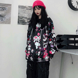 Sweater Women's Spring and Autumn Japanese Style Loose Cardigan Clow M Printed Hooded Long Sleeve Coat