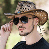 Bullhide Denim Hat Summer Outdoor Beach Wide Brim Hat Hollow out Breathable Sun Protection Sun Hat Straw Hat