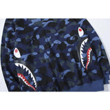 A Ape Print Sweatshirts Fashion Brand Camouflage Shark Head Print Cotton Terry round Neck Sweater