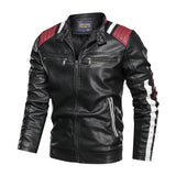 Color Matching Men's Leather Stand Collar Spring and Autumn Leather Youth Coat Men Pu Jakcet
