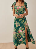 Kendall Jenner Wedding Guest Dress Sleeveless Split Flower Print