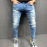 Stacking Jeans Slim Trouser Skinny Jean Distressed Jean Men's Jeans Men's Pants plus Size Retro Sports Trousers