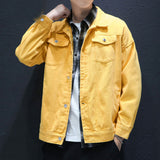 Yellow Denim Jacket Men Jean Coat Mens Spring Style Black Denim Jacket Men Versatile Casual Coat