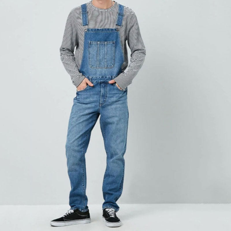 Hip Hop Overalls for Men Blue Denim Overalls Men's Jumpsuit Trousers Men's Denim Overalls Overalls