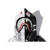 A Ape Print Jacket Shark Head Black and White Luminous Coat