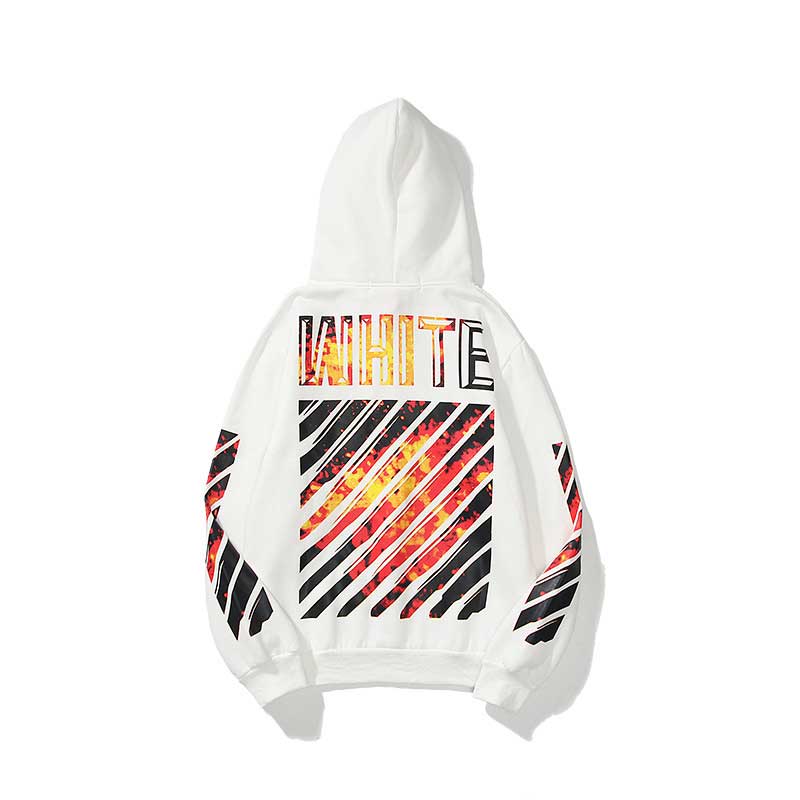Autumn Winter Red Volcanic Eruption Pattern Arrow Velvet Padded Hooded Sweatshirt