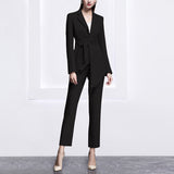 Women Pants Suit Uniform Designs Formal Style Office Lady Bussiness Attire Fall/Winter Chanel Style Suit Female Pink Overalls