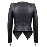 Spiked Leather Jacket Women's Women's Punk Rivet Shrug Slim-Fitting Biker PU Leather Coat