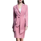 Women Pants Suit Uniform Designs Formal Style Office Lady Bussiness Attire Fall/Winter Chanel Style Suit Female Pink Overalls