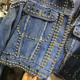 Studded Denim Jacket Autumn and Winter Loose Denim Coat Top