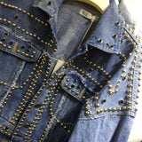 Studded Denim Jacket Autumn and Winter Loose Denim Coat Top