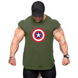 Captain America T Shirt Shield Fitness Sports Vest Men's Bodybuilding Pure Cotton