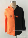 Split Hoodie Demons and Angels Smiley Face Printed Pullover Hooded