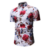 Men's Summer Men's Fashion Casual Short Sleeve Printed Shirt plus Size Vintage Men Shirt