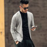 Men Casual Jacket Slim Coat Men's Slim-Fit Cardigan Sweater Solid Color Knitwear Fashion Slim-Fit Cardigan