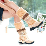 Coachella Cowboy Boots Snow Boots Thick Fur Thermal Middle Tube Flat Heel Dr. Martens Boots