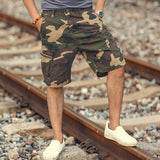 Men T Shirts Casual Tops Men's Business Shirt Fifth Pants Retro Washed Tide Men's Business Shirt Large Shorts Men's Loose Camouflage Middle Pants