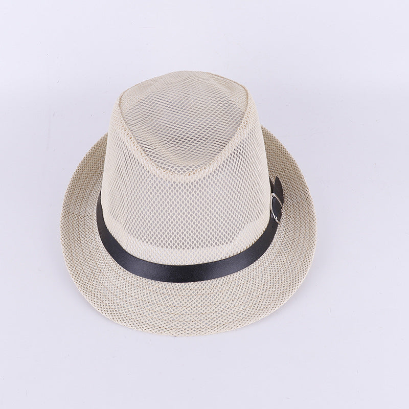 Fedora Hat Summer Men's and Women's Jazz Hat Middle-Aged and Elderly Linen Sun Hat