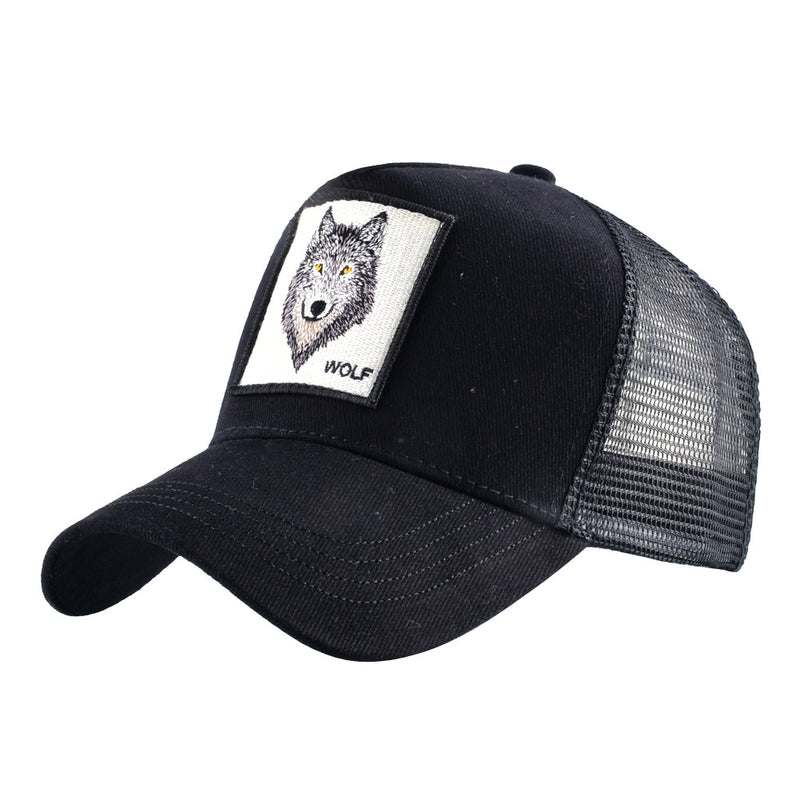 Wolf Print Cap Embroidery Wolf Baseball Cap Vintage Trucker Cap Peaked Cap Hip Hop Mesh Cap