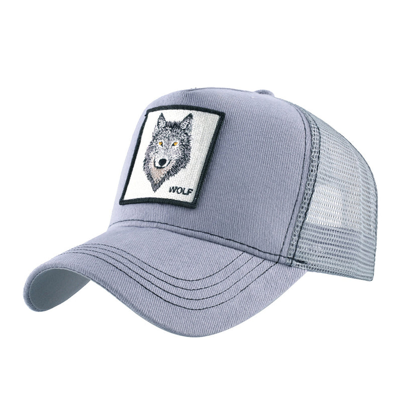 Wolf Print Cap Embroidery Wolf Baseball Cap Vintage Trucker Cap Peaked Cap Hip Hop Mesh Cap