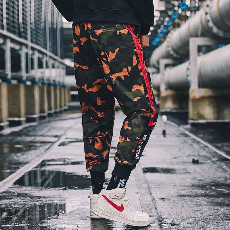 Men's plus Size Loose Retro Sports Casual Pants Men's Camouflage Straight-Leg Trousers Men Cargo Pant