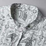 Men Casual Jacket Slim Coat Spring and Summer Print Shirt Men's Linen Shirt