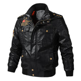 Men's Spring Autumn Loose Large Size Multi-Pocket Leather Motorcycle Leather Jacket Men Pu Jacket