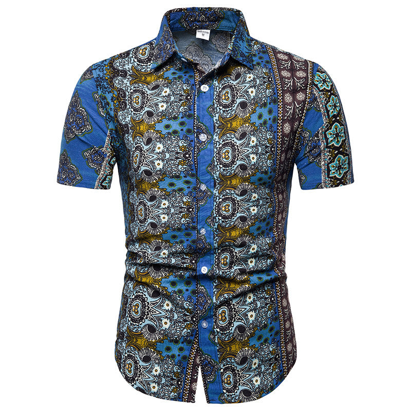 Men's Clothes Summer Wear Men's Slim Fit Fashion Large Size Short Sleeve Shirt Casual Floral Shirt Men Shirt