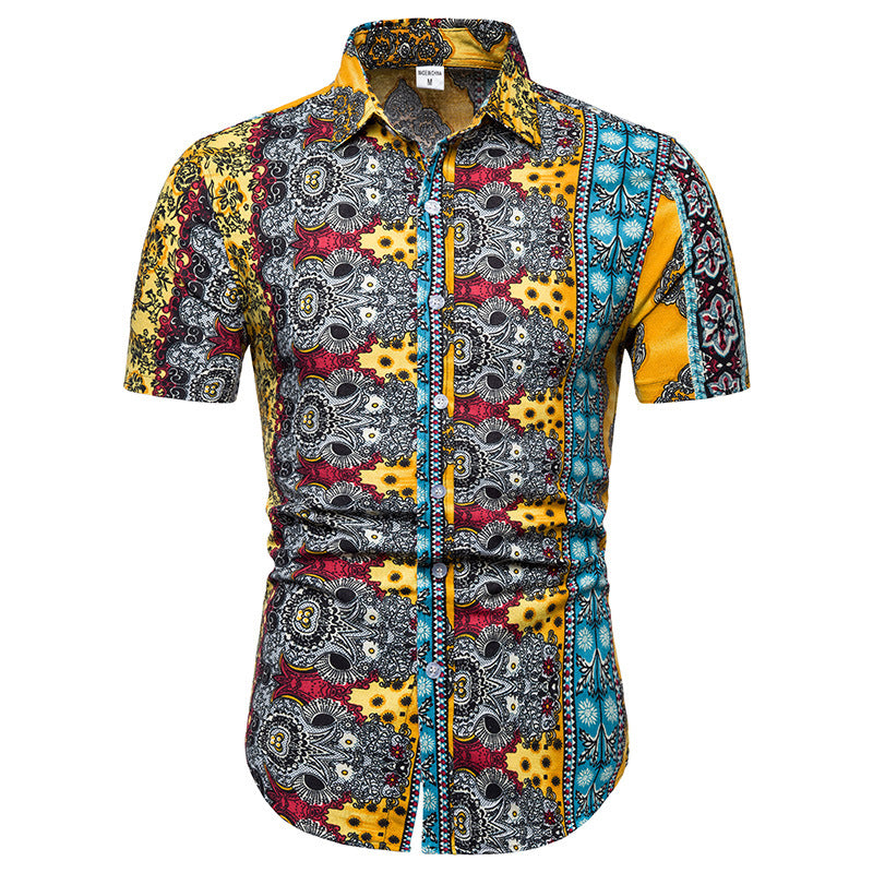 Men's Clothes Summer Wear Men's Slim Fit Fashion Large Size Short Sleeve Shirt Casual Floral Shirt Men Shirt