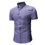 Men's Summer Men's Fashion Slim Fit Business Casual Short Sleeve Plaid Shirt Men Shirt