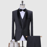 Burgundy Suit Men's Three-Piece Suit plus Size Wedding Groom Suit