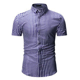 Men's Summer Men's Fashion Slim Fit Business Casual Short Sleeve Plaid Shirt Men Shirt