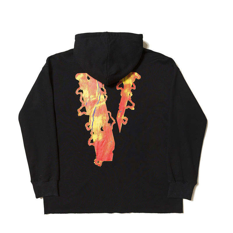 Vlone Hoodie Men's Clothing Print Hooded Men and Women Couple Sweater Jacket