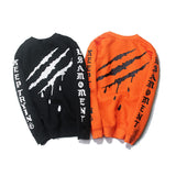 Kanye West Hoodie round Neck Sweater Autumn and Winter Hip Hop Scratch Orange plus Velvet Sweater