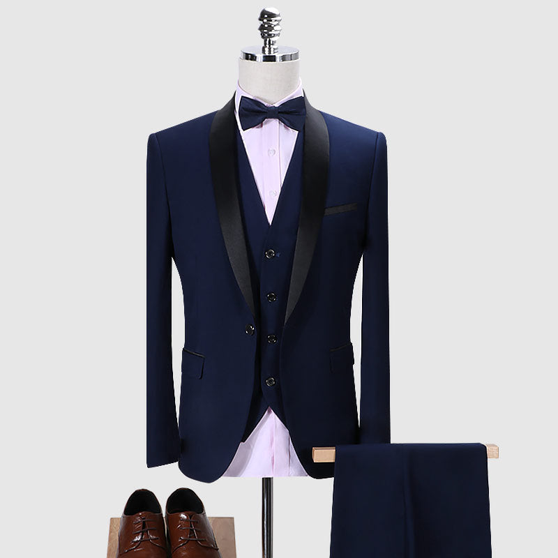 Burgundy Suit Men's Three-Piece Suit plus Size Wedding Groom Suit